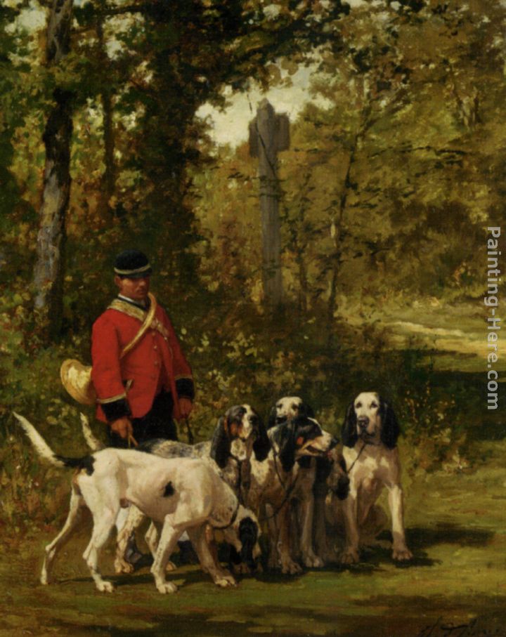 A Huntmaster with his Dogs painting - Charles Olivier De Penne A Huntmaster with his Dogs art painting